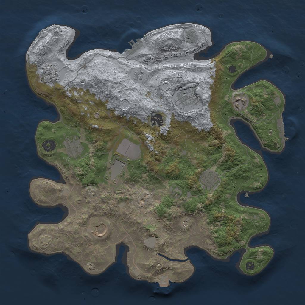 Rust Map: Procedural Map, Size: 3500, Seed: 1226881287, 17 Monuments