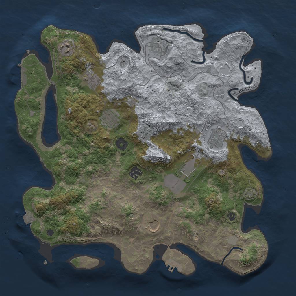 Rust Map: Procedural Map, Size: 3650, Seed: 487788104, 17 Monuments