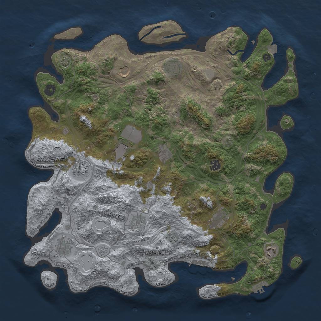 Rust Map: Procedural Map, Size: 4250, Seed: 1786910491, 19 Monuments