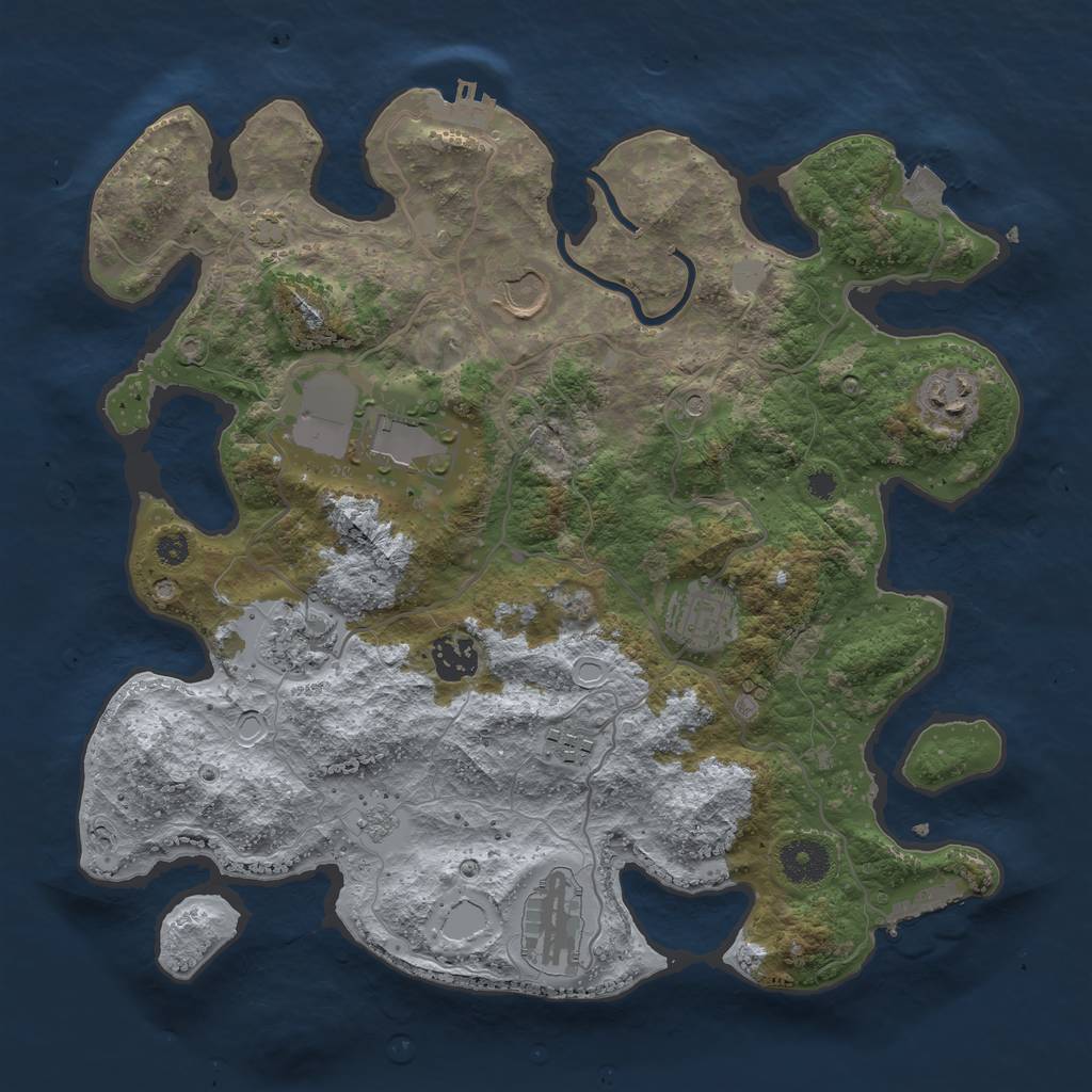 Rust Map: Procedural Map, Size: 3500, Seed: 1947751484, 16 Monuments