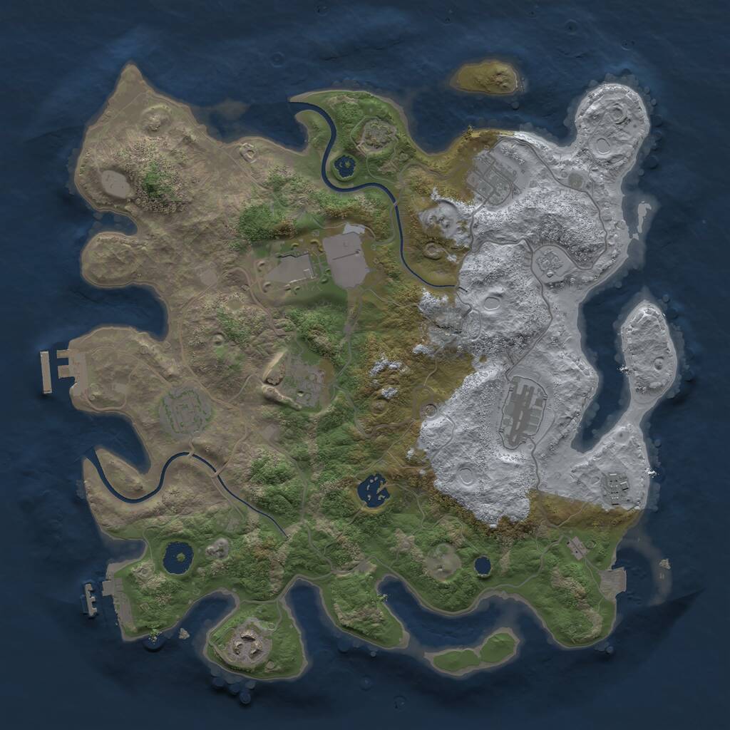 Rust Map: Procedural Map, Size: 3500, Seed: 1330519623, 14 Monuments