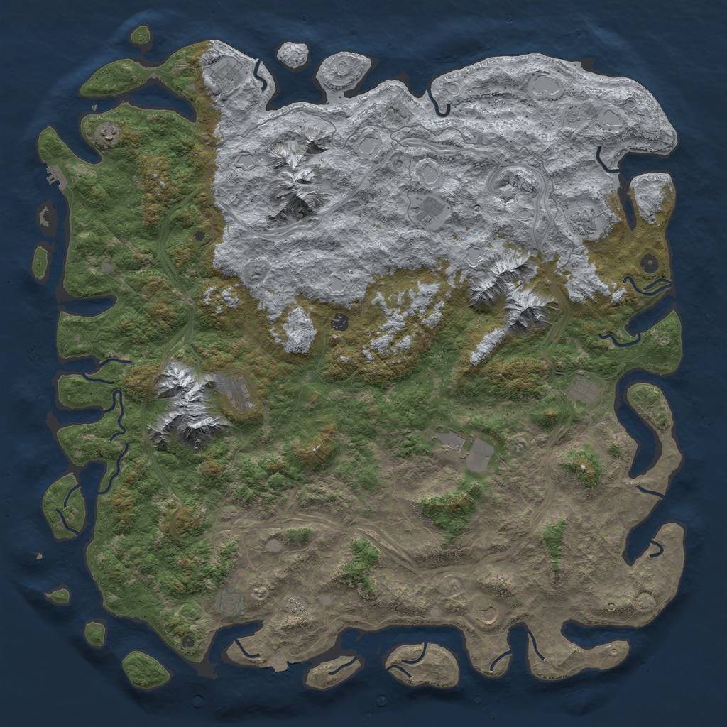 Rust Map: Procedural Map, Size: 6000, Seed: 138154571, 18 Monuments