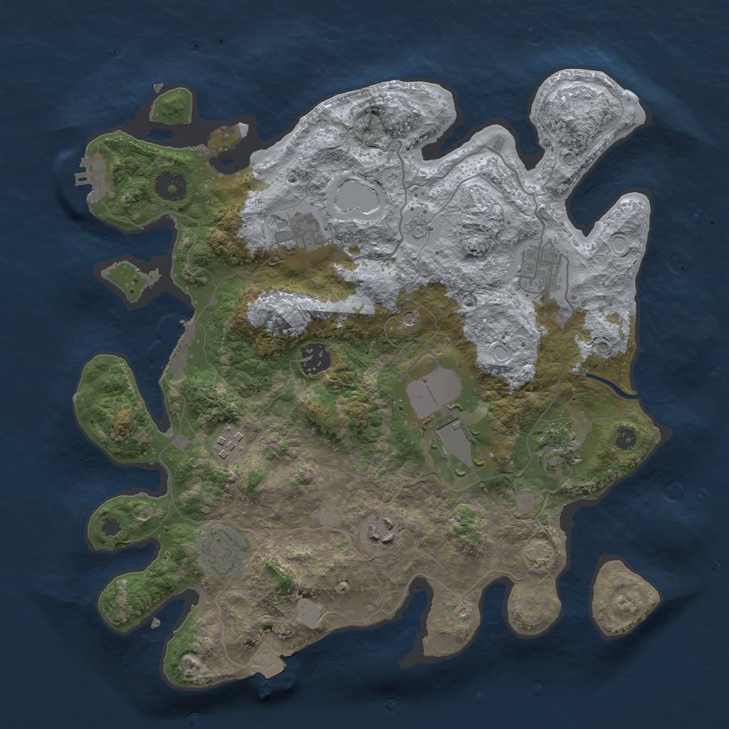 Rust Map: Procedural Map, Size: 3500, Seed: 1870750145, 16 Monuments