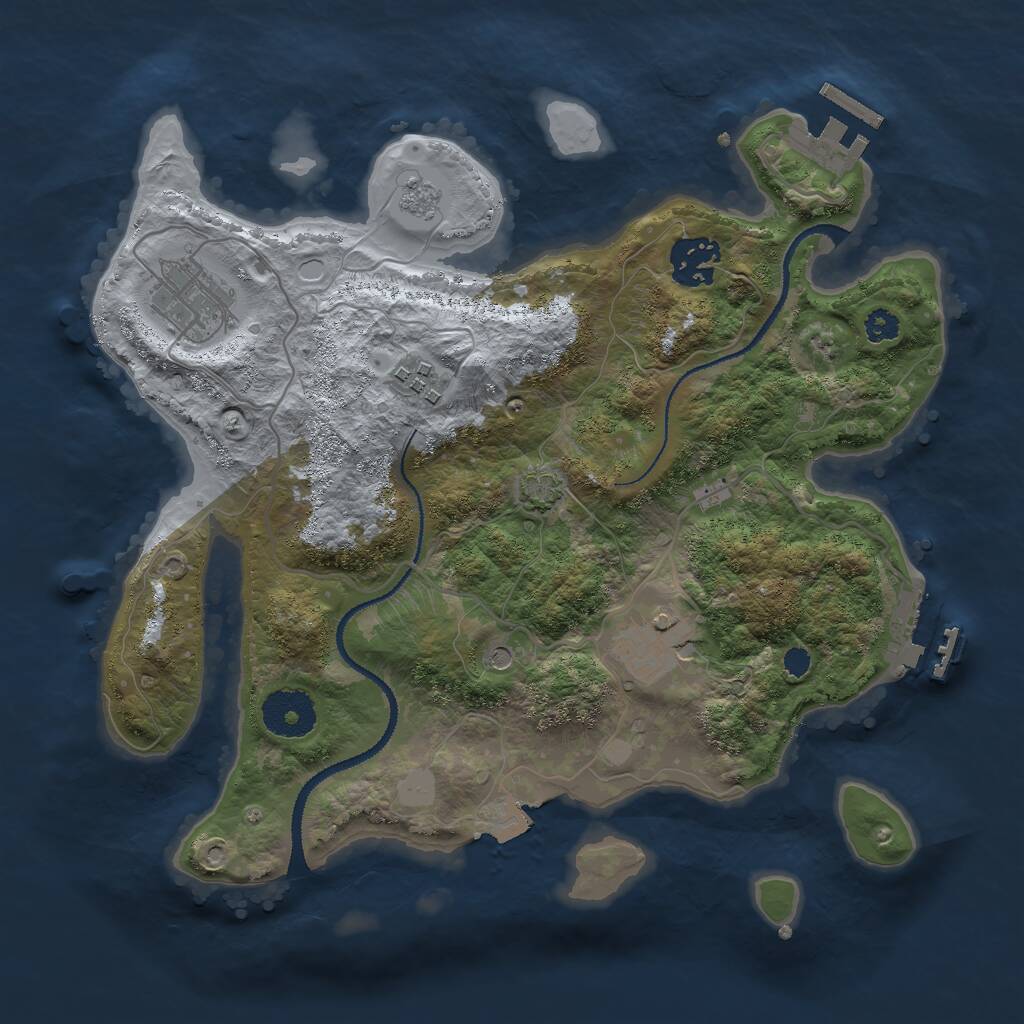 Rust Map: Procedural Map, Size: 3000, Seed: 903141385, 10 Monuments