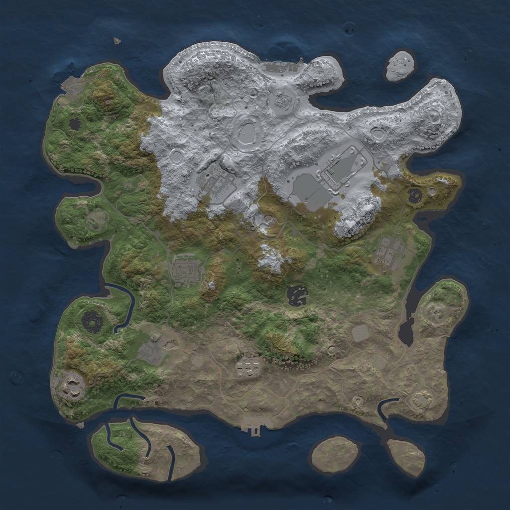 Rust Map: Procedural Map, Size: 3500, Seed: 546416318, 16 Monuments