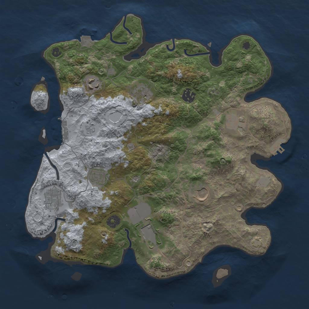 Rust Map: Procedural Map, Size: 3500, Seed: 1331784283, 16 Monuments