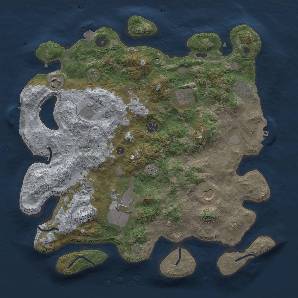 Rust Map: Procedural Map, Size: 3750, Seed: 1480190291, 17 Monuments