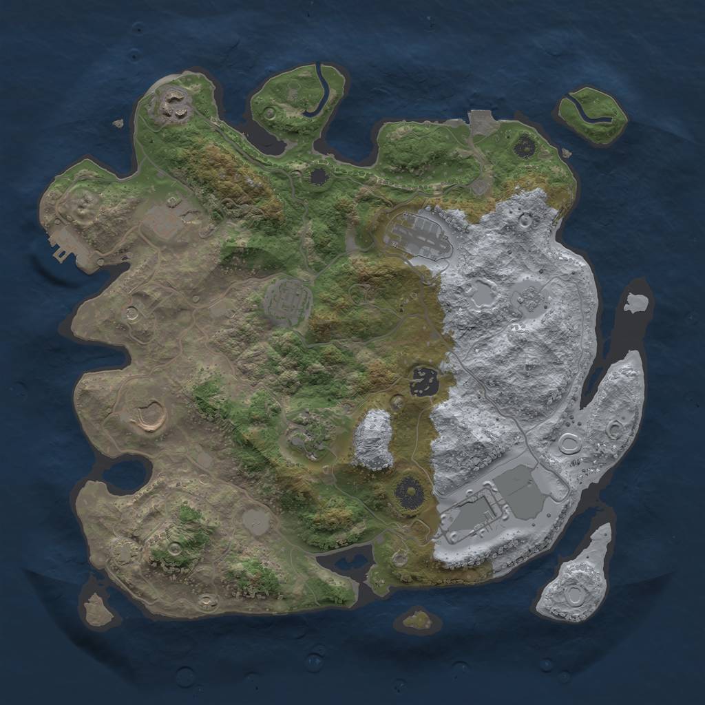 Rust Map: Procedural Map, Size: 3500, Seed: 701000974, 15 Monuments