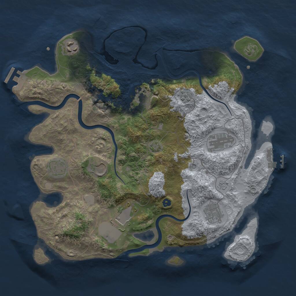 Rust Map: Procedural Map, Size: 3500, Seed: 701000974, 14 Monuments