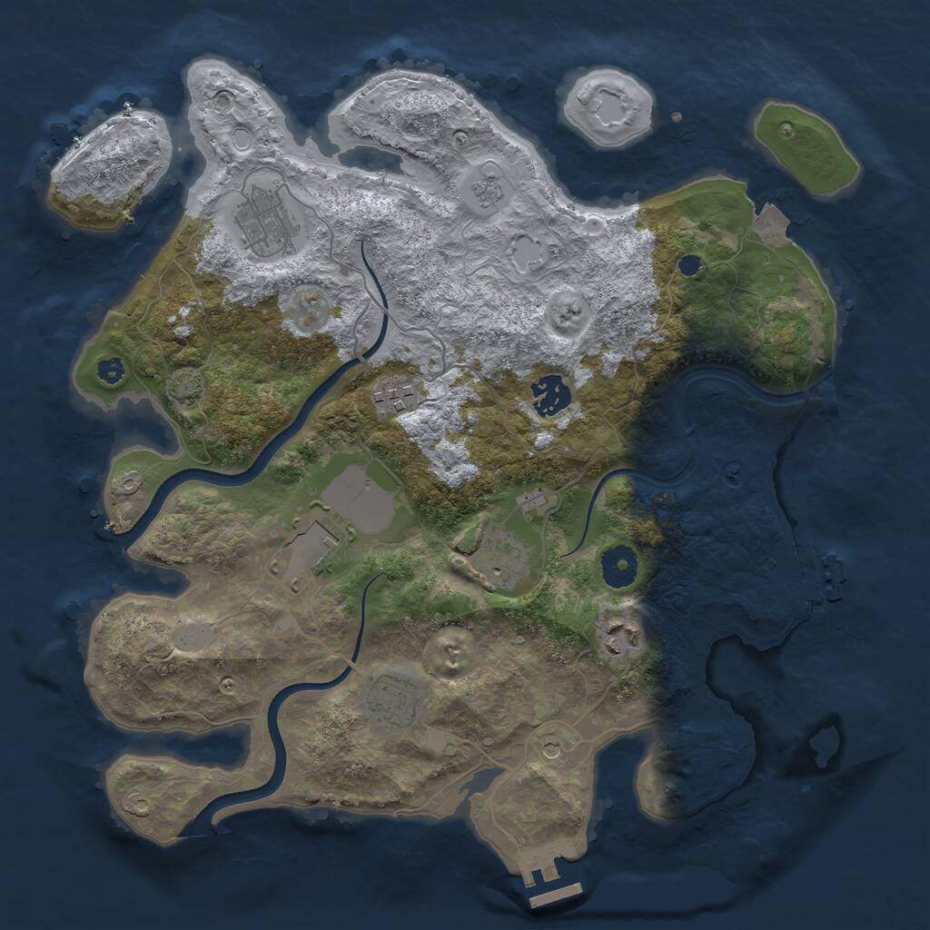 Rust Map: Procedural Map, Size: 3500, Seed: 110119969, 13 Monuments