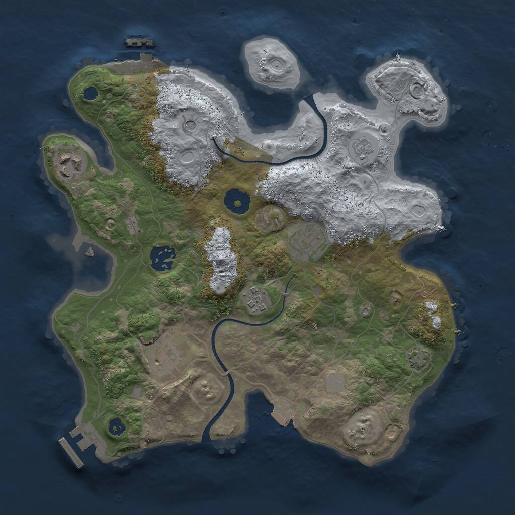 Rust Map: Procedural Map, Size: 3000, Seed: 1831576930, 11 Monuments