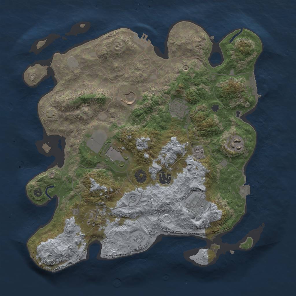 Rust Map: Procedural Map, Size: 3500, Seed: 1363040516, 16 Monuments
