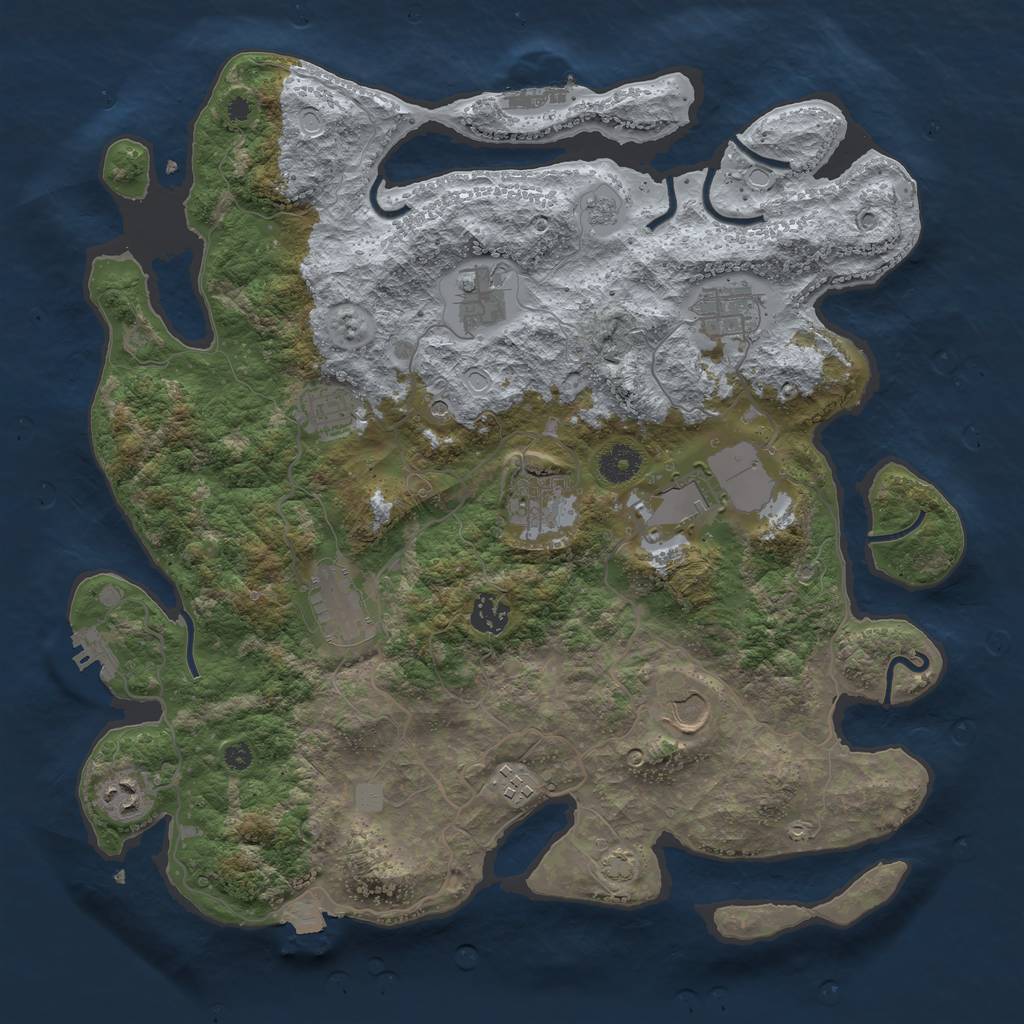 Rust Map: Procedural Map, Size: 3875, Seed: 2101425473, 18 Monuments