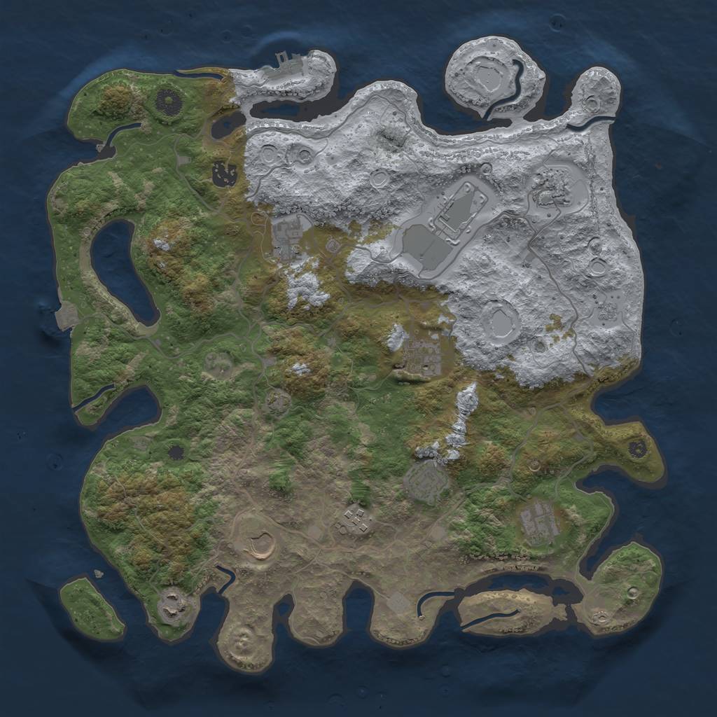 Rust Map: Procedural Map, Size: 4000, Seed: 1099202669, 17 Monuments