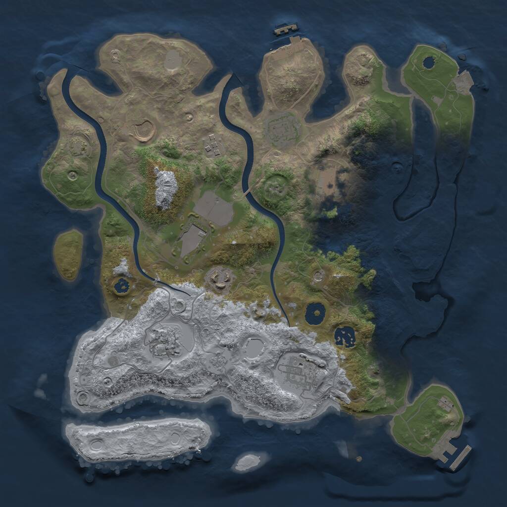 Rust Map: Procedural Map, Size: 3500, Seed: 1008127859, 15 Monuments