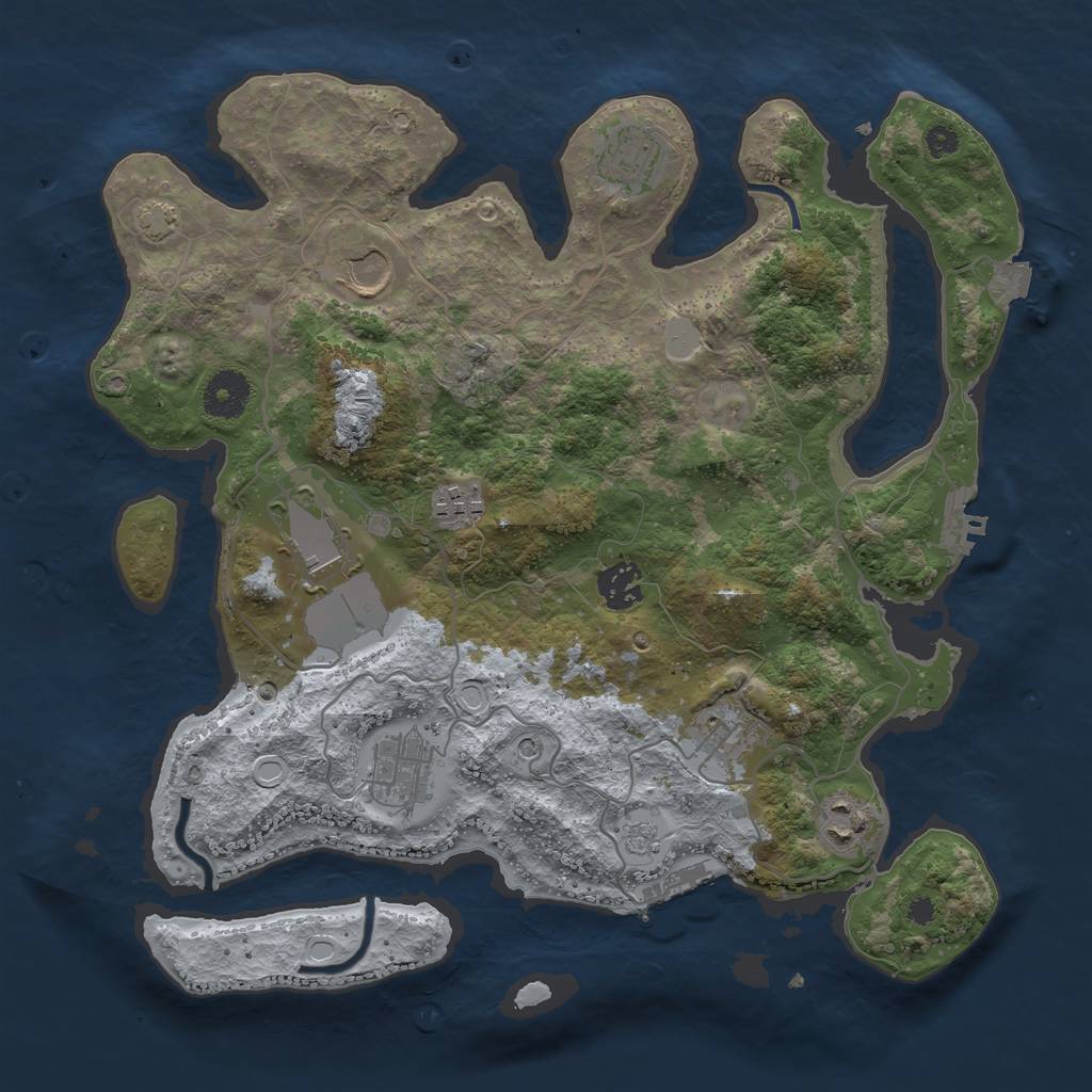 Rust Map: Procedural Map, Size: 3500, Seed: 1008127859, 16 Monuments