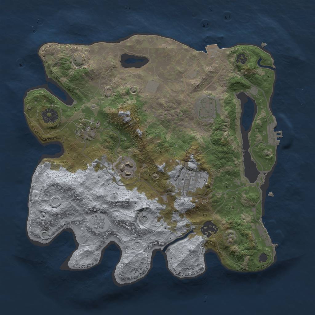 Rust Map: Procedural Map, Size: 3000, Seed: 21123, 13 Monuments
