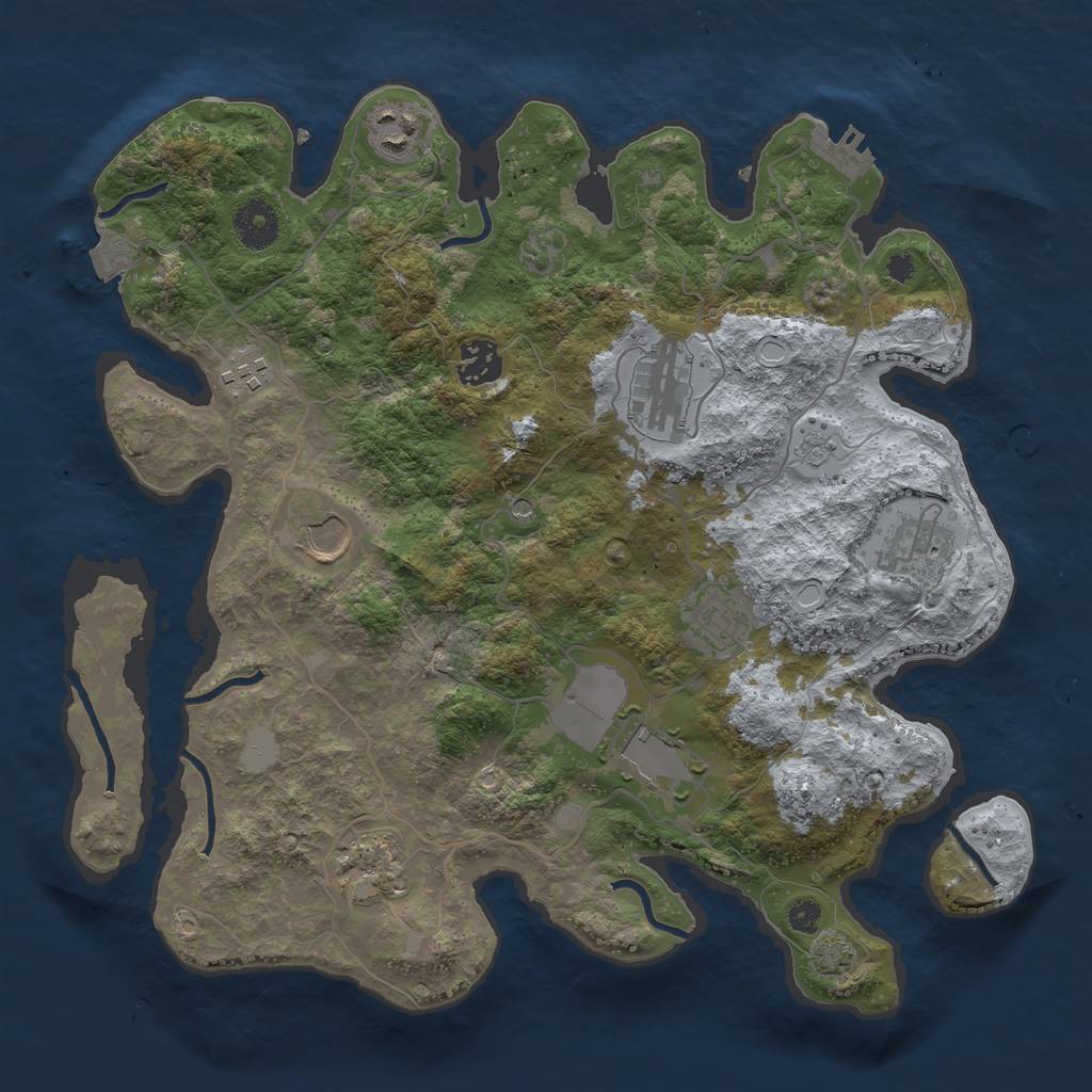 Rust Map: Procedural Map, Size: 3500, Seed: 1964382846, 16 Monuments
