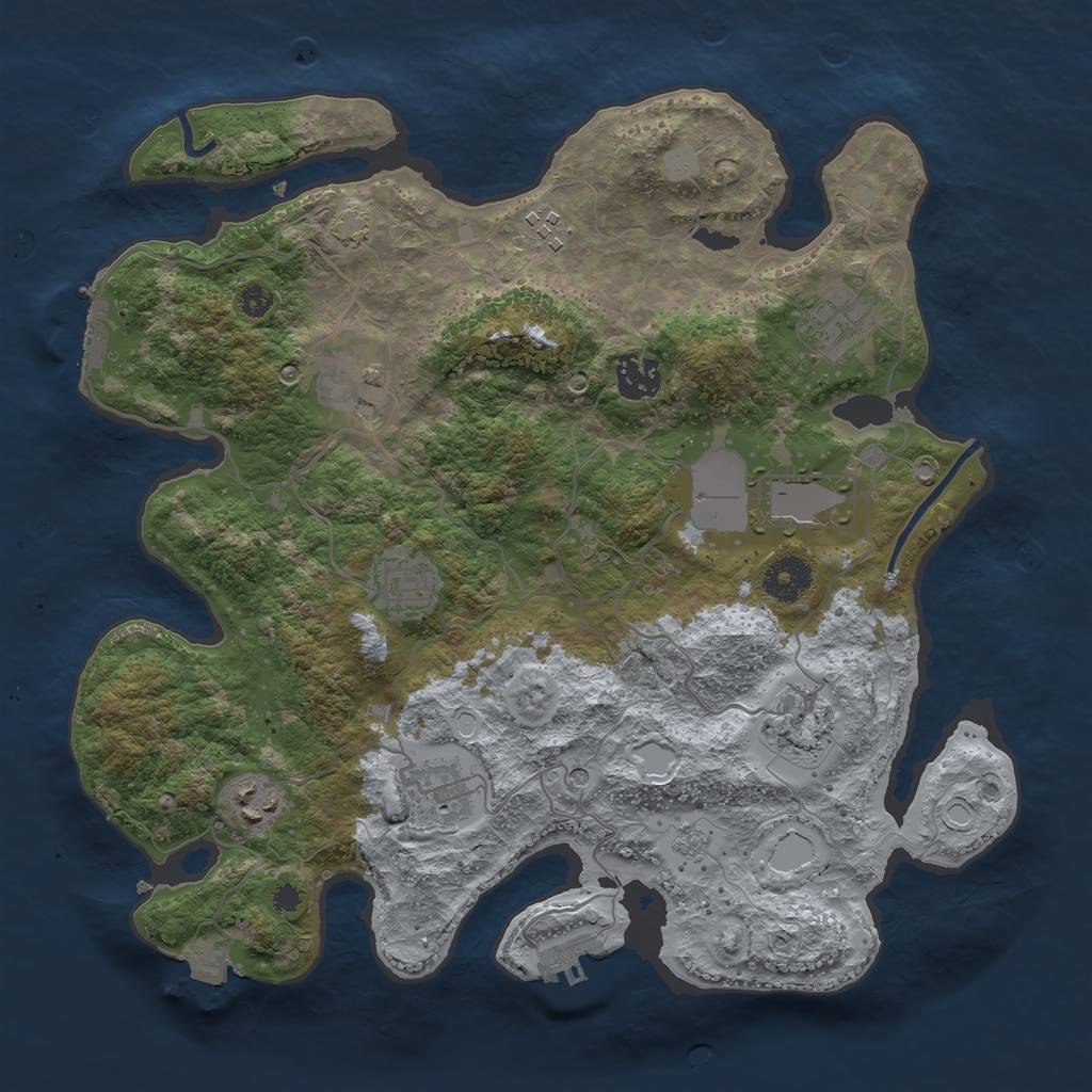 Rust Map: Procedural Map, Size: 3500, Seed: 1059687873, 17 Monuments