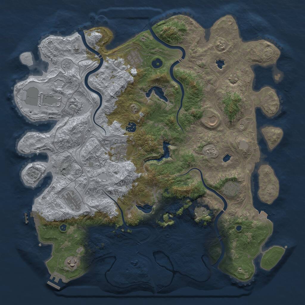 Rust Map: Procedural Map, Size: 4500, Seed: 3263, 17 Monuments
