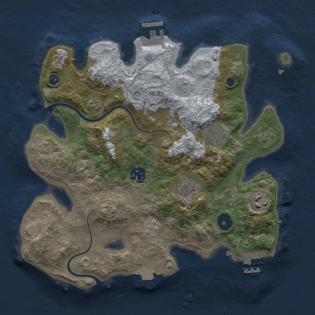Rust Map: Procedural Map, Size: 3000, Seed: 1161521896, 11 Monuments