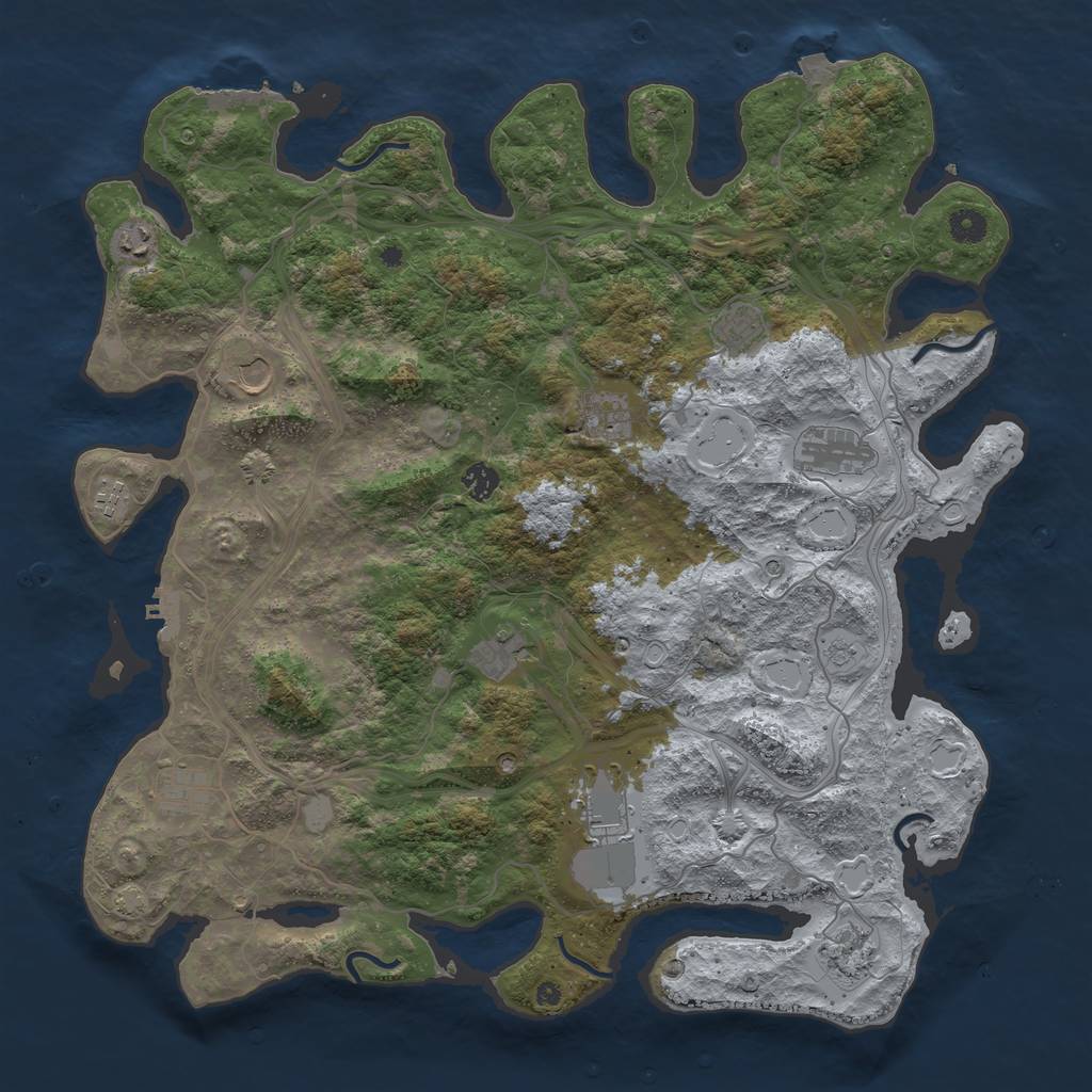 Rust Map: Procedural Map, Size: 4500, Seed: 1646332012, 19 Monuments