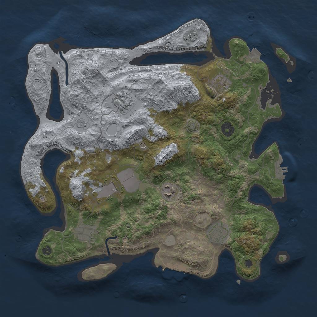 Rust Map: Procedural Map, Size: 3500, Seed: 845666090, 15 Monuments