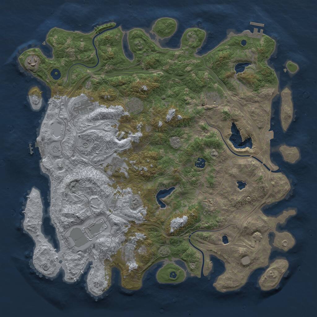 Rust Map: Procedural Map, Size: 4500, Seed: 48447137, 16 Monuments