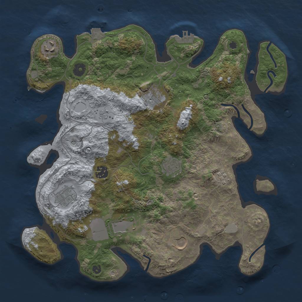 Rust Map: Procedural Map, Size: 3500, Seed: 1650253640, 15 Monuments