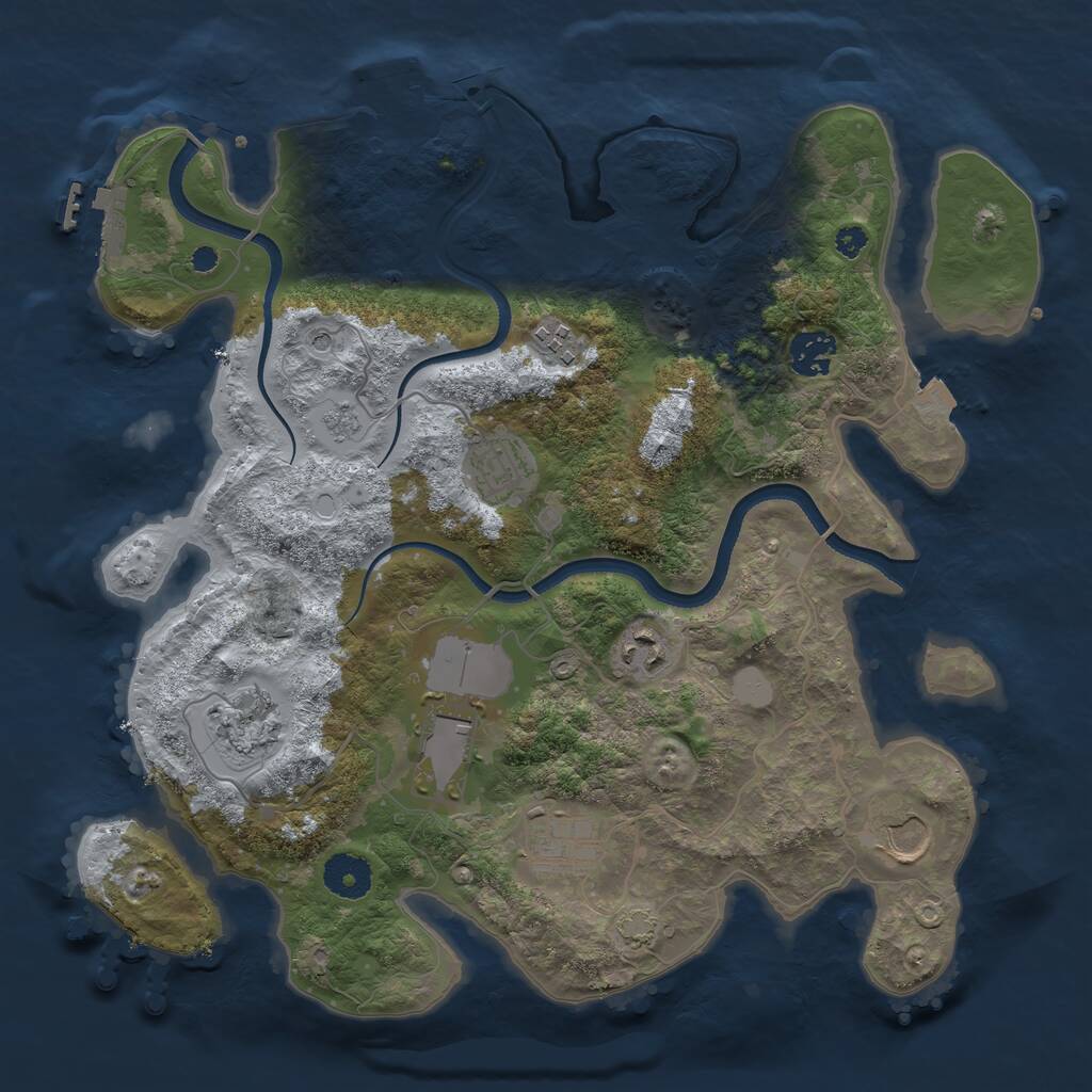 Rust Map: Procedural Map, Size: 3500, Seed: 1650253640, 14 Monuments