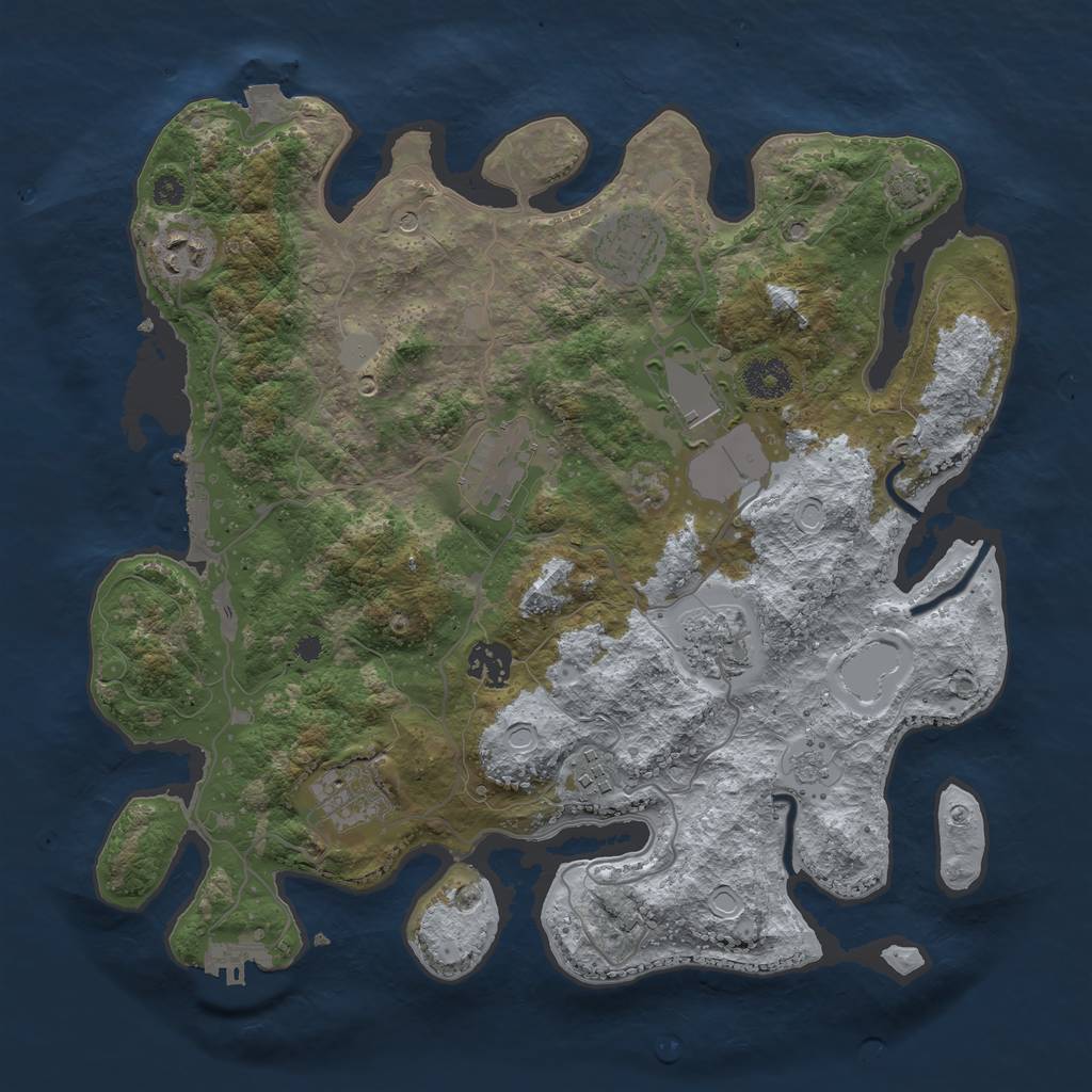 Rust Map: Procedural Map, Size: 3550, Seed: 798924191, 16 Monuments