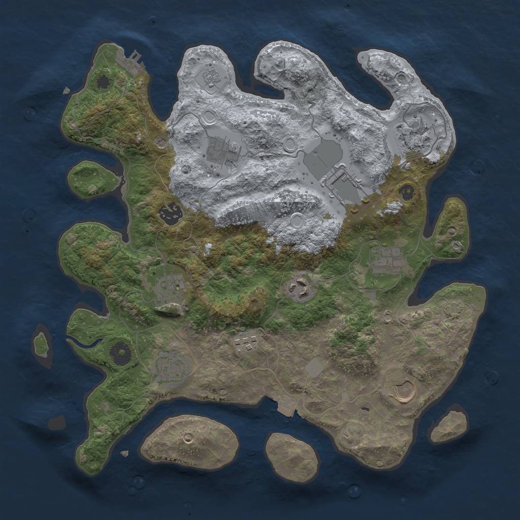 Rust Map: Procedural Map, Size: 3500, Seed: 4567868, 17 Monuments