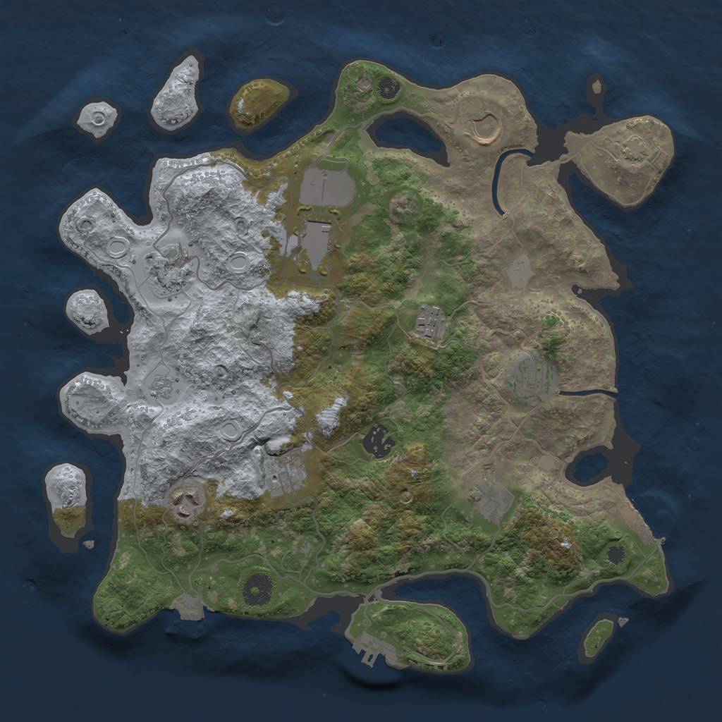 Rust Map: Procedural Map, Size: 3500, Seed: 266608386, 16 Monuments