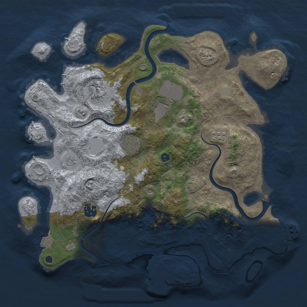 Rust Map: Procedural Map, Size: 3500, Seed: 266608386, 11 Monuments