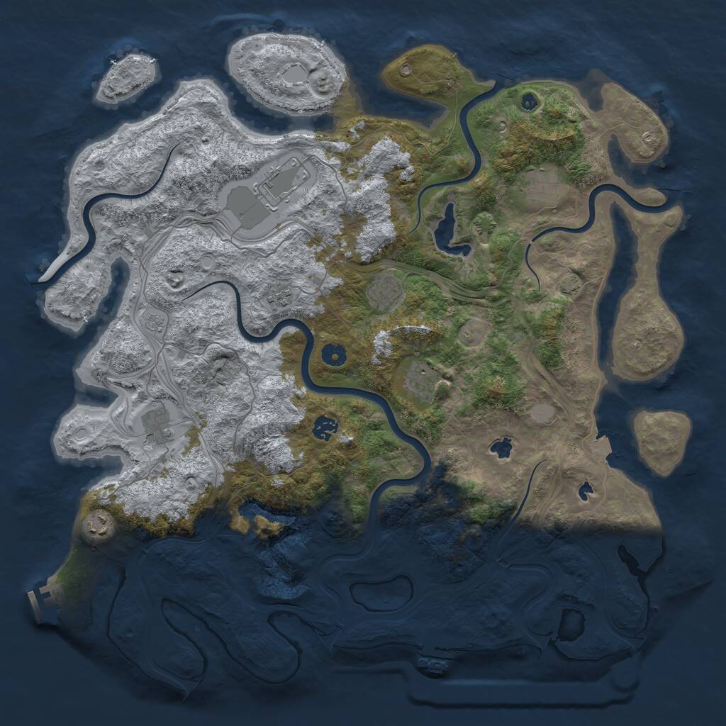 Rust Map: Procedural Map, Size: 4500, Seed: 1801819428, 14 Monuments