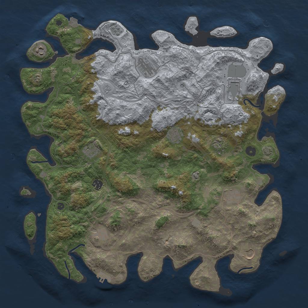 Rust Map: Procedural Map, Size: 4500, Seed: 1162385473, 18 Monuments