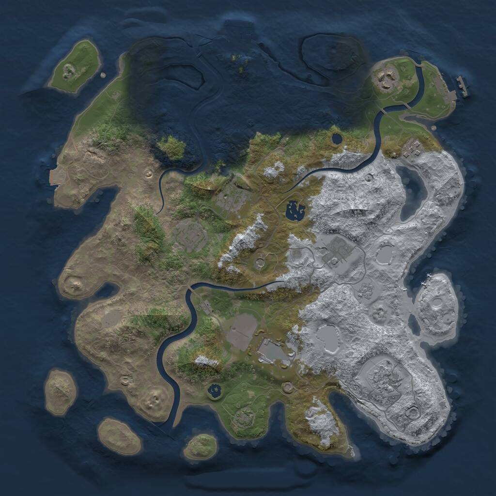 Rust Map: Procedural Map, Size: 3700, Seed: 1451702364, 14 Monuments