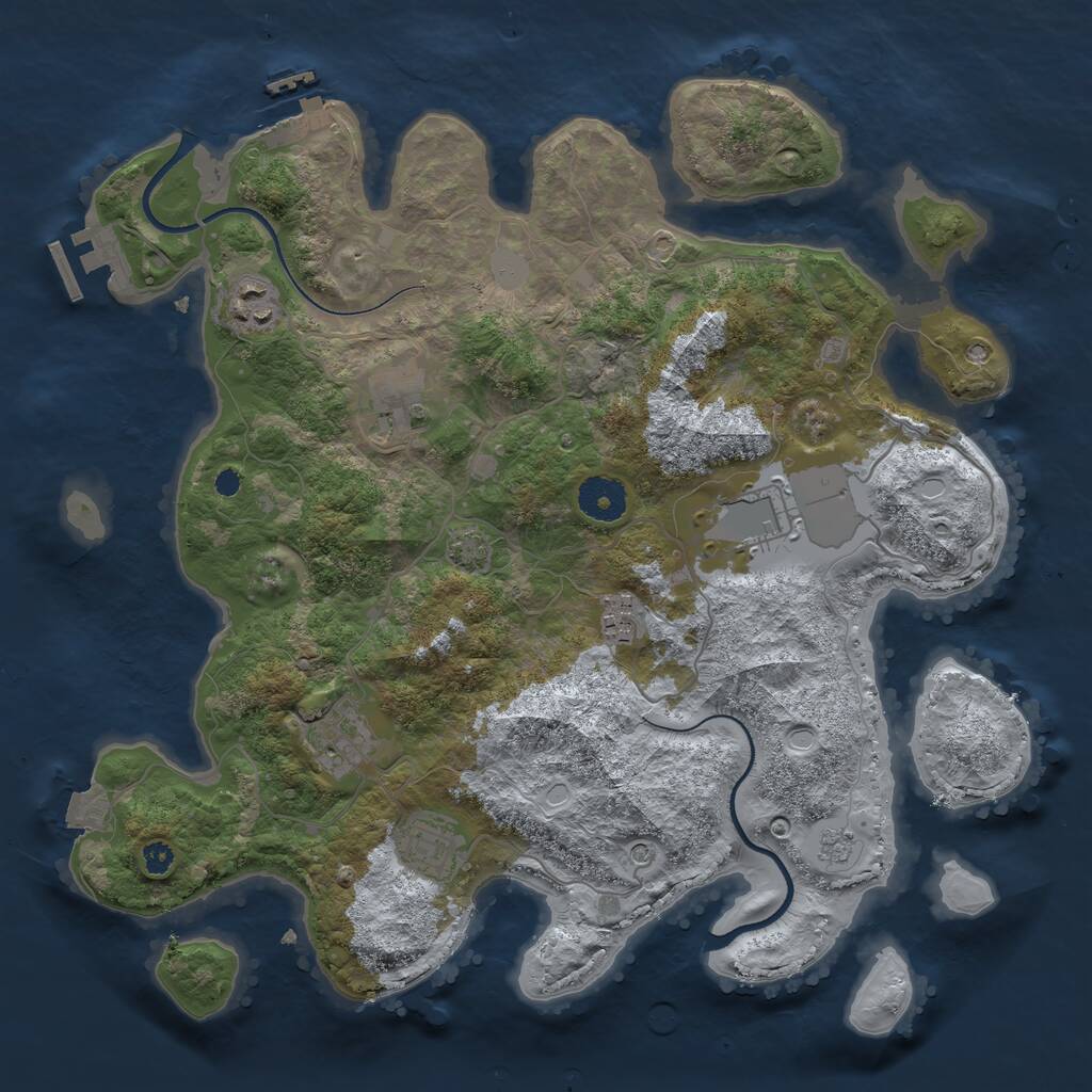 Rust Map: Procedural Map, Size: 3500, Seed: 1262930084, 12 Monuments