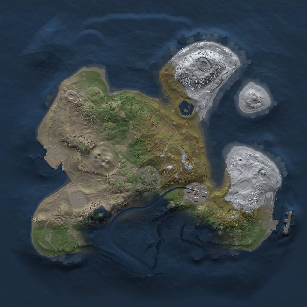 Rust Map: Procedural Map, Size: 2100, Seed: 1393319391, 4 Monuments