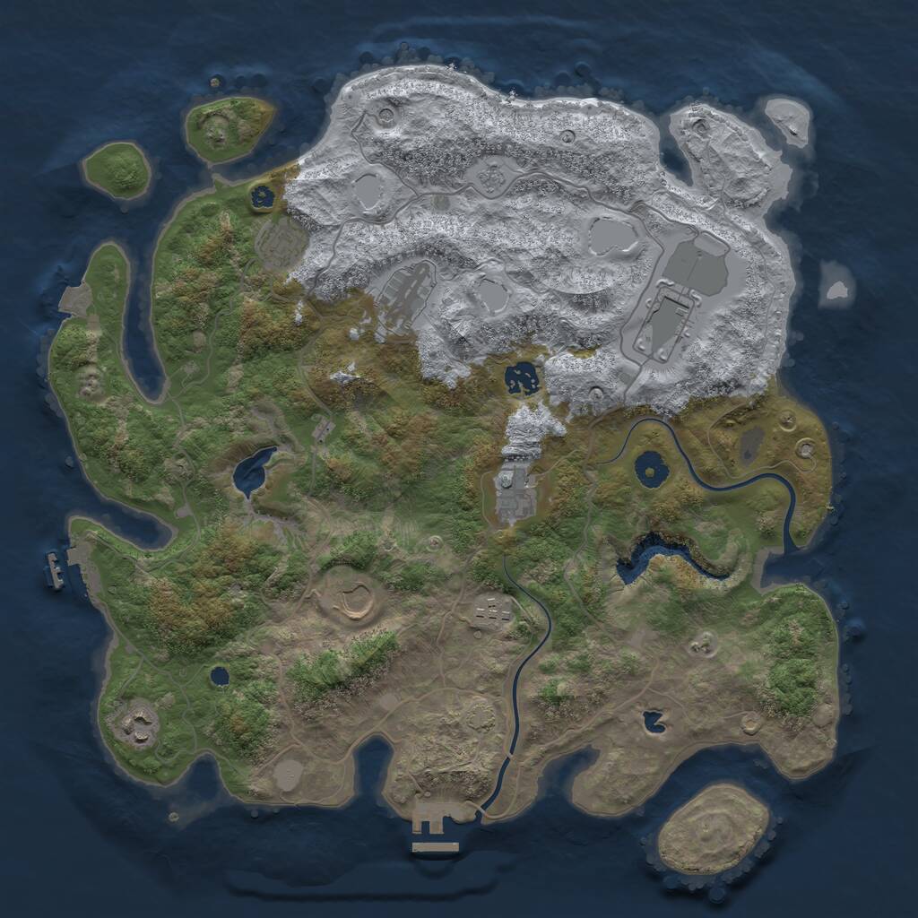 Rust Map: Procedural Map, Size: 4000, Seed: 542001909, 14 Monuments