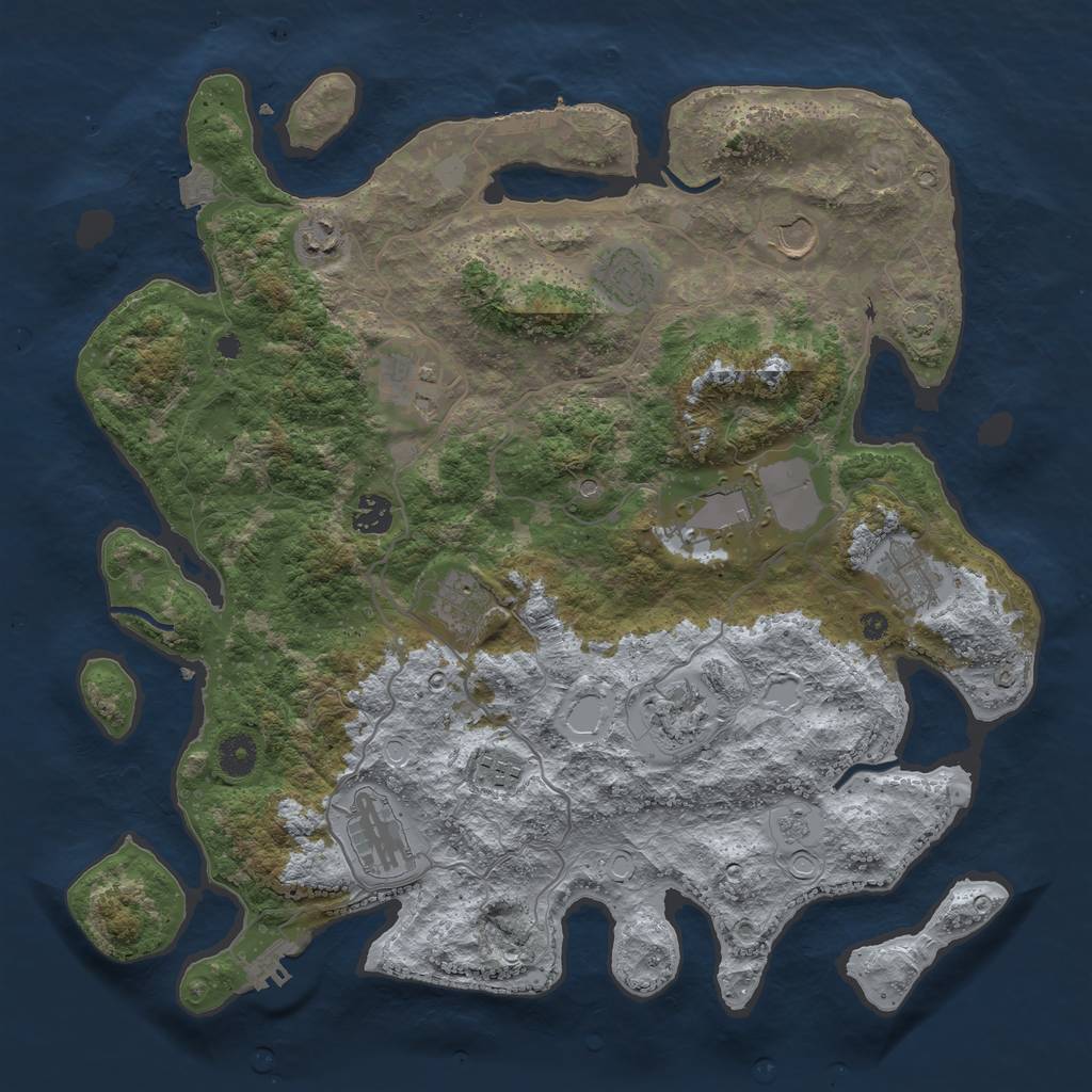 Rust Map: Procedural Map, Size: 4000, Seed: 69758021, 19 Monuments