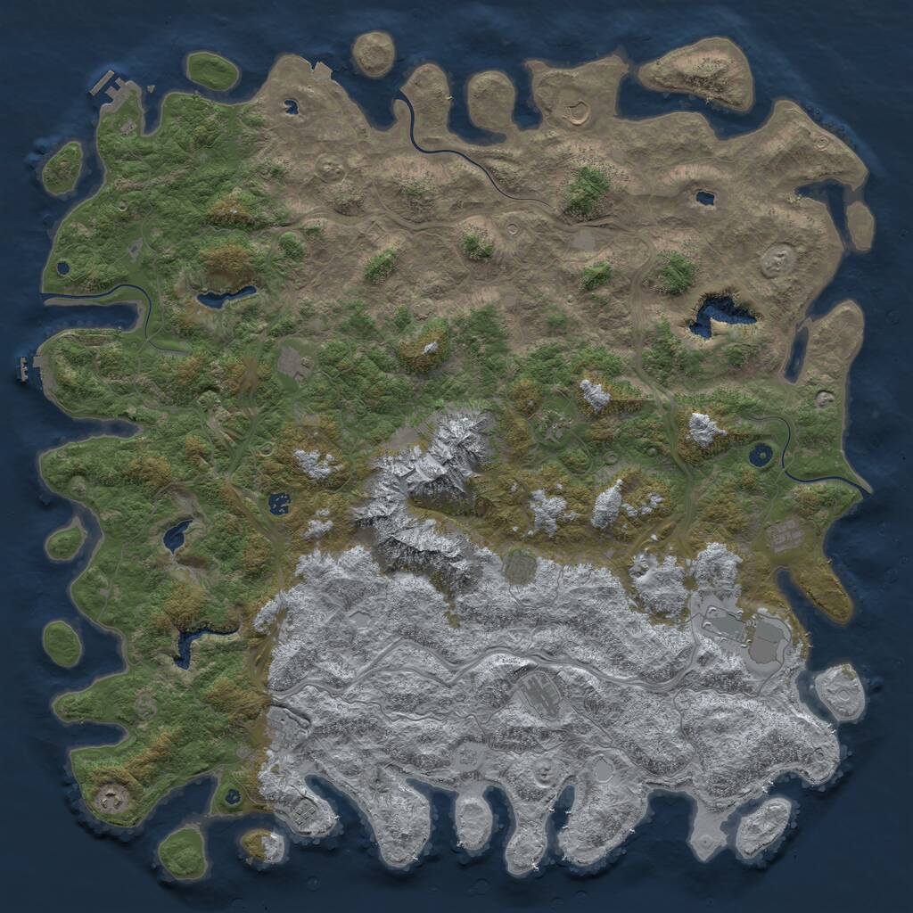 Rust Map: Procedural Map, Size: 6000, Seed: 101271565, 17 Monuments