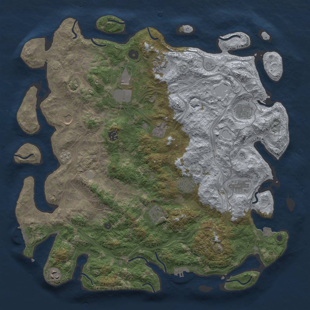 Rust Map: Procedural Map, Size: 4500, Seed: 21474800, 19 Monuments