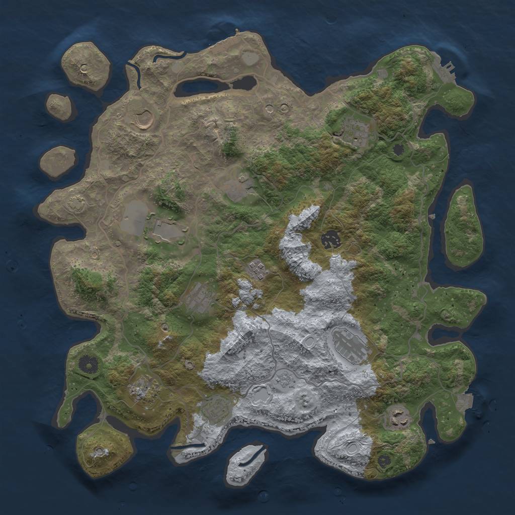 Rust Map: Procedural Map, Size: 4000, Seed: 250717353, 19 Monuments