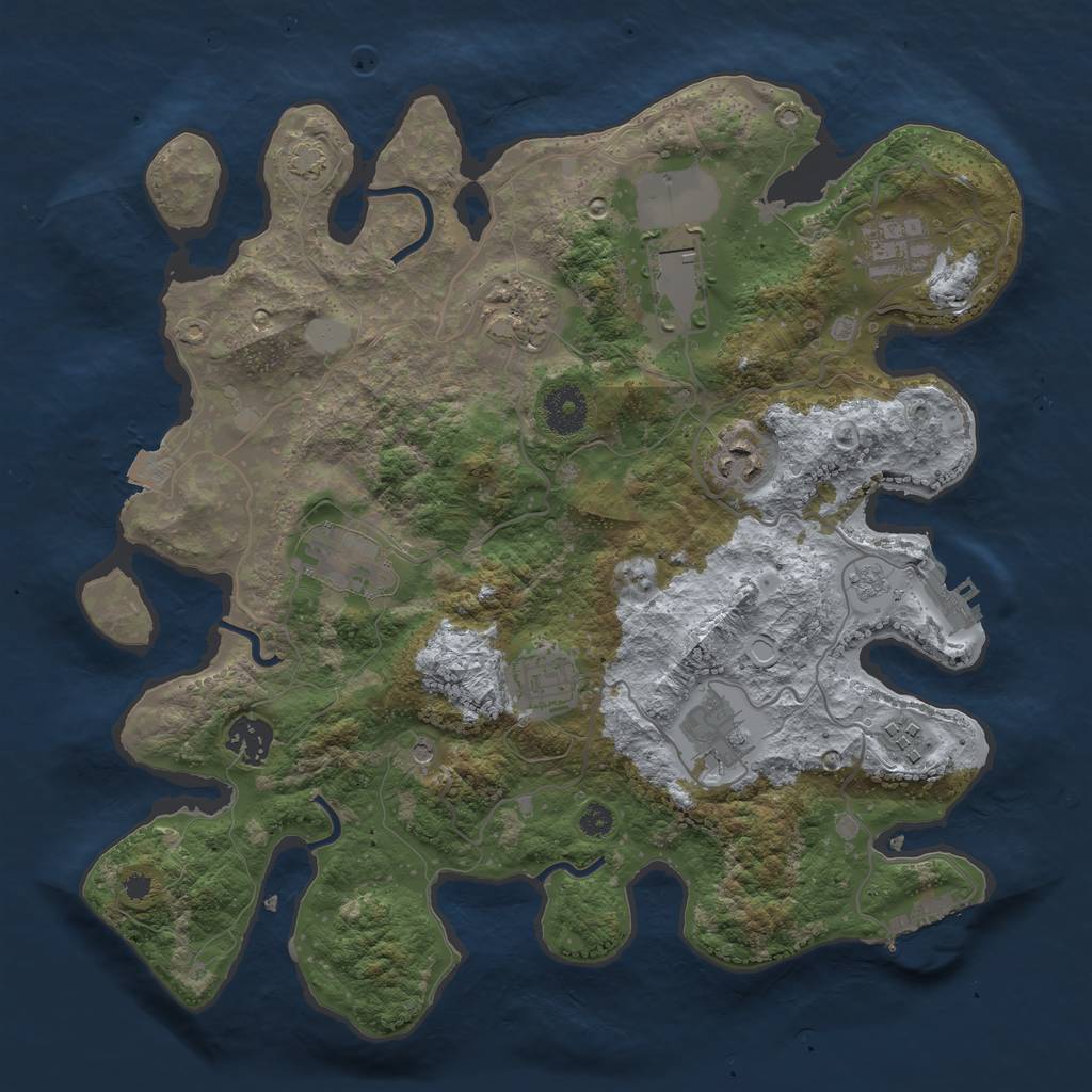 Rust Map: Procedural Map, Size: 3500, Seed: 1825842933, 17 Monuments