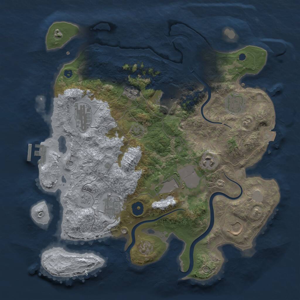 Rust Map: Procedural Map, Size: 3500, Seed: 64664478, 13 Monuments