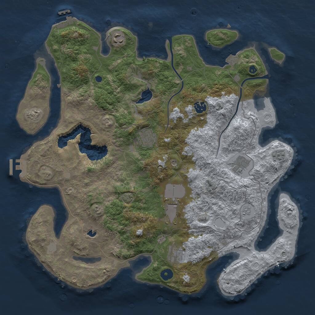 Rust Map: Procedural Map, Size: 4000, Seed: 954878159, 13 Monuments