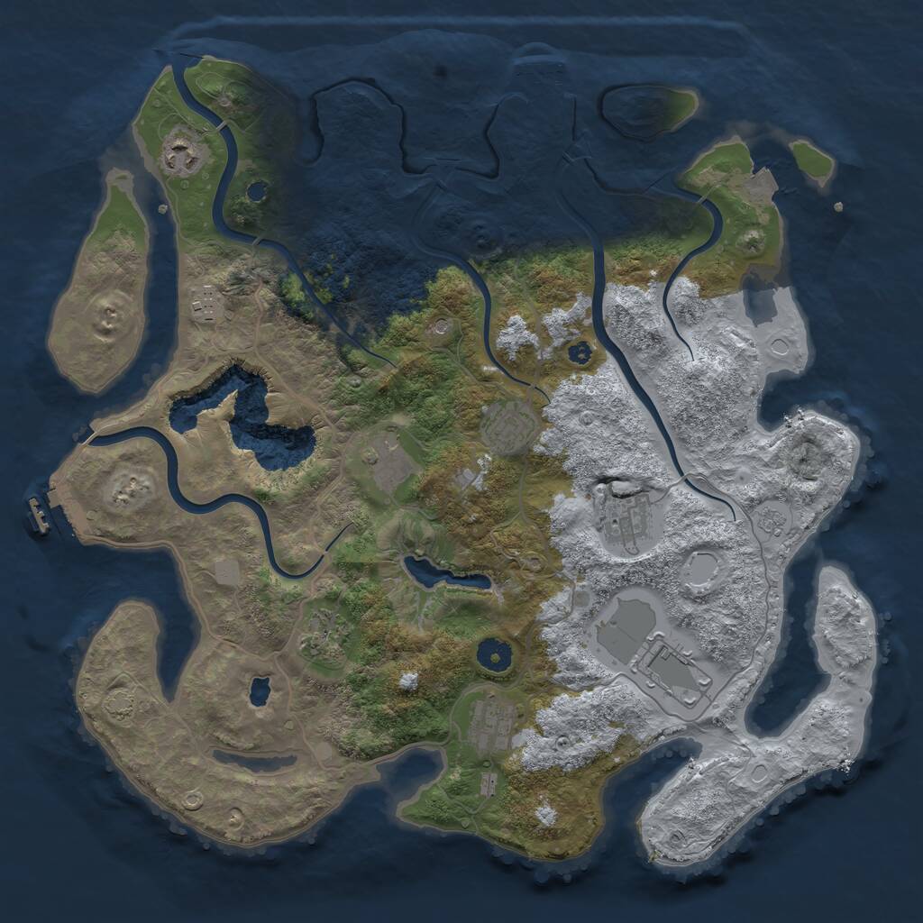 Rust Map: Procedural Map, Size: 4000, Seed: 954878159, 14 Monuments