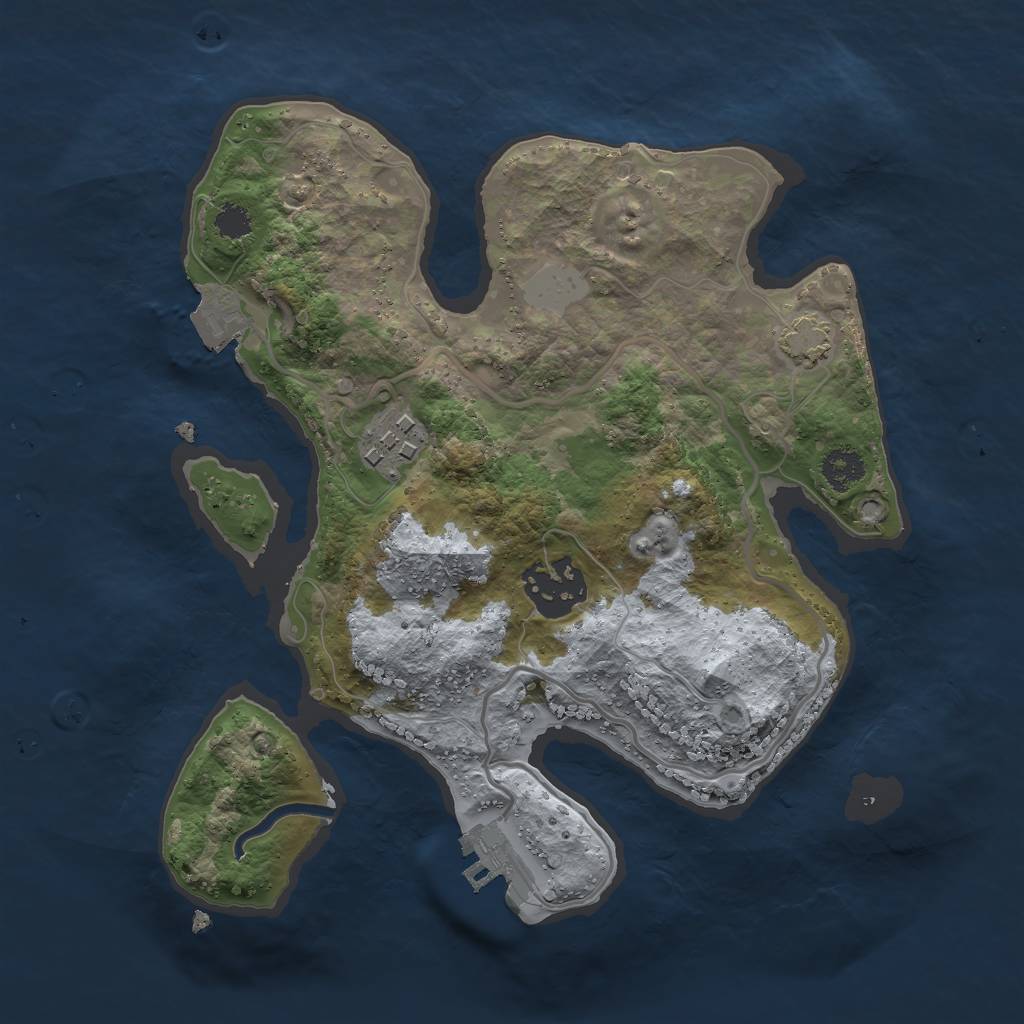 Rust Map: Procedural Map, Size: 2500, Seed: 301614400, 7 Monuments