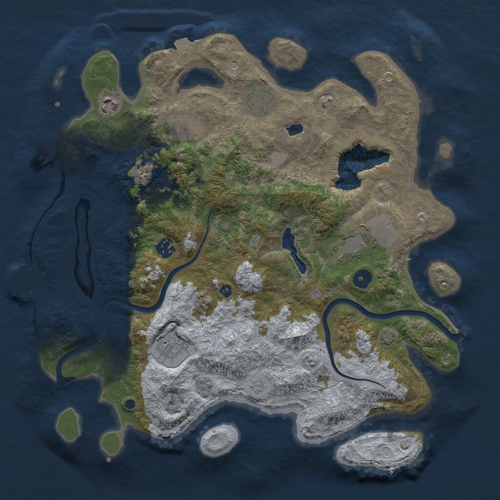 Rust Map: Procedural Map, Size: 4000, Seed: 1100730961, 12 Monuments